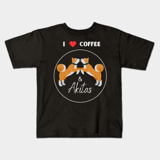 I love coffee and Akita dog black Kids T-Shirt